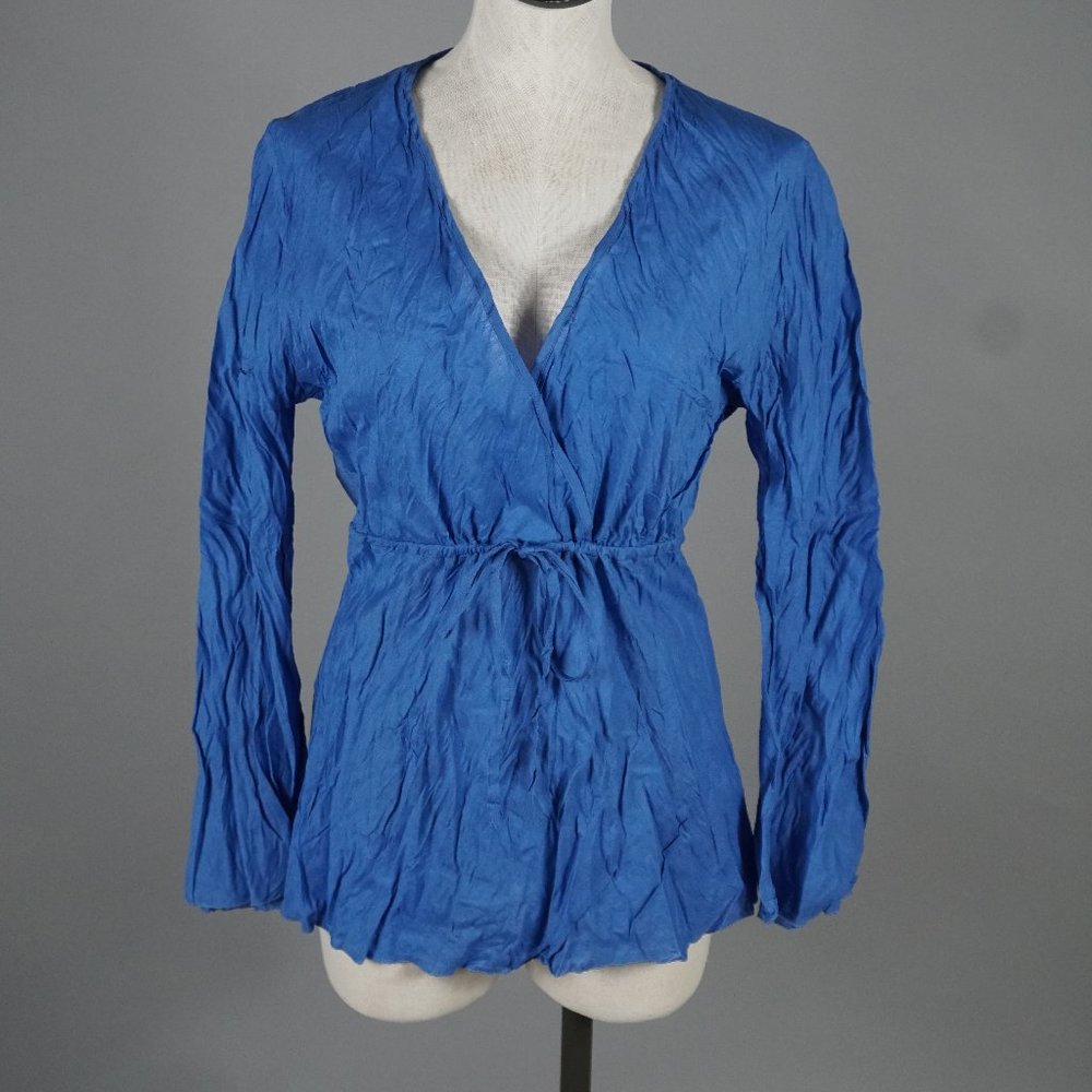 Island Importer Cotton Drawstring top Blue